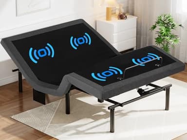 Pipishell Queen Adjustable Bed Frame with Massage, Electric Bed Base with Head & Foot Incline, USB-A & USB-C Ports, LED Under-Bed Lighting, 4 Leg Height Options, and Easy 3-Step Assembly - Image 1