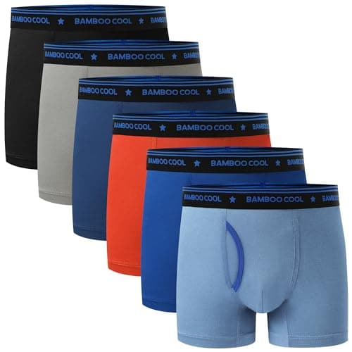 BAMBOO COOL Boys' Underwear Moisture-Wicking Brethable Boxer Briefs Soft Lightweight Tag-Free with Fly Pouch 6-Pack - Image 1