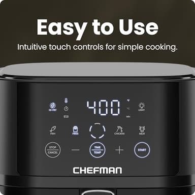 Chefman Air Fryer – 4 QT Compact Airfryer for Quick & Easy Meals, Features Hi-Fry Technology for Extra Crisp, Easy-View Window, Touch Controls with 4 Presets, Nonstick & Dishwasher Safe Basket - Black - Image 5