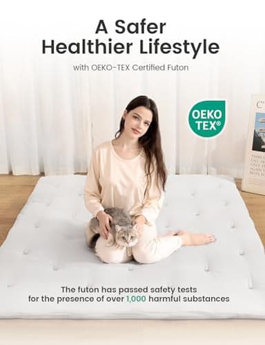 Syrinx Japanese Floor Futon Mattress, Foldable Tatami Sleeping Pad for Adults & Kids, Roll-Up Floor Bed or Bench Cushion - Image 4