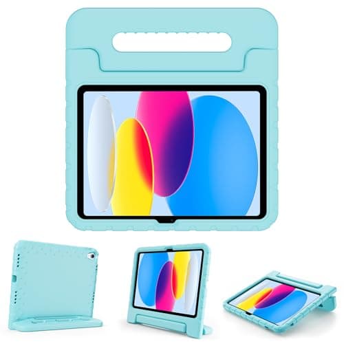ProCase Kids Case for iPad A16 11th Generation 2025/iPad 10th Generation 2022 with Pencil Holder, iPad 11/10 Case Shockproof Lightweight Cover with Stand Convertible Handle for Children -Aqua - Image 1