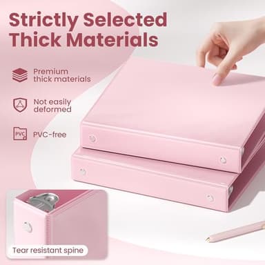 SUNEE 3 Ring Binder 1 Inch 4 Pack, Clear View 1" Binders Three Ring PVC-Free (Fit 8.5x11 Inches) for School or Office Supplies, Assorted Pastel - Image 4