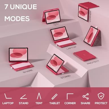 typecase Touch iPad 10th Generation Case with Keyboard (10.9", 2022) and iPad A16 (11th Gen, 2025) – 360° Rotatable, 11-Color Backlit, Multi-Touch Trackpad, Thin & Light (Pink) - Image 7