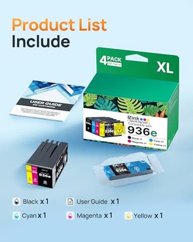 936XL 936e 936 Ink Cartridges for HP Printers Replacement for HP 936 Ink Cartridges Combo Pack Work with OfficeJet Pro 9125e 9120e 9730e 9130 9135e 9122e 9128e 9110b 9120b 9130b 9130e Copier/Scanner - Image 4