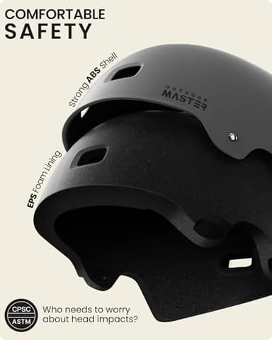 OutdoorMaster Skateboard Cycling Helmet - Two Removable Liners Ventilation Multi-Sport Scooter Roller Skate Inline Skating for Kids, Youth & Adults - L - Grey - Image 2