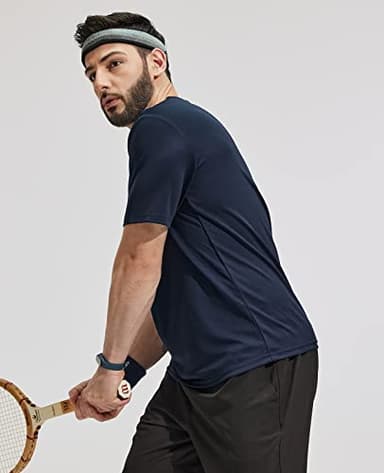 MIER Men's Short Sleeve T-Shirts Quick Dry Athletic Shirts Moisture Wicking Workout Running Polyester Tee Navy, S - Image 5