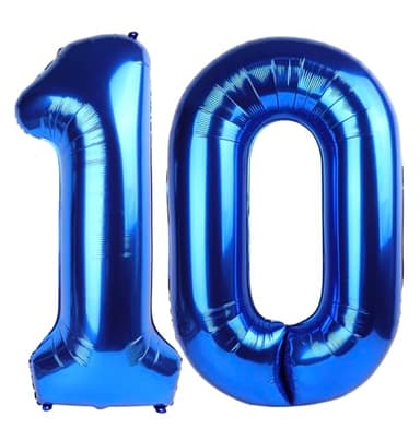 Navy Blue Number 10 Balloon 40 inch, 10 Number Balloons, 10th Navy Blue Birthday Decorations, 10 Year Old Girls Boys Blue Party Supplies - Image 1