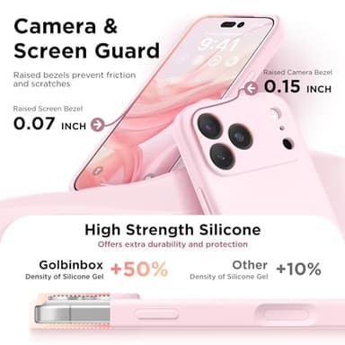 GolbinBox Magnetic for iPhone 17 Pro Max Case, Compatible with MagSafe, [Full Camera Protection] [Screen Protector], Silicone Shockproof Phone Cover with Anti-Scratch Microfiber Lining, Chalk Pink - Image 8