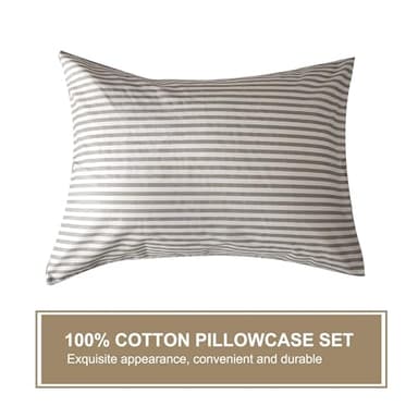 JELLYMONI 100% Natural Cotton 3pcs Striped Duvet Cover Sets,White Duvet Cover with Grey Stripes Pattern Printed Comforter Cover,with Zipper Closure & Corner Ties(Queen Size) - Image 7