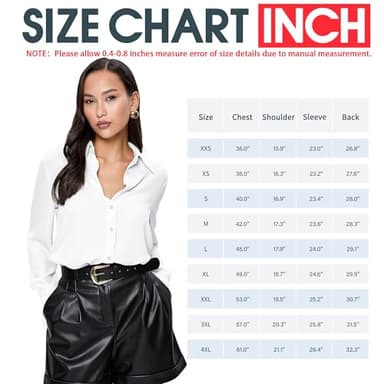 black button down shirt women womens button-down collared dress shirts long sleeve polyester for work v neck oversized tailored tunic fitted casual workshirt with strappy loose fit Black SIZE XL - Image 4