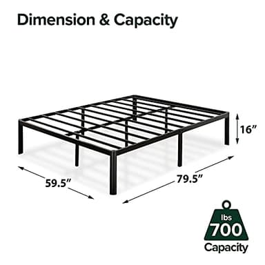 ZINUS Van 16 Inch Metal Platform Bed Frame, Steel Slat Support, No Box Spring Needed, Easy Assembly, Black, Queen - Image 3