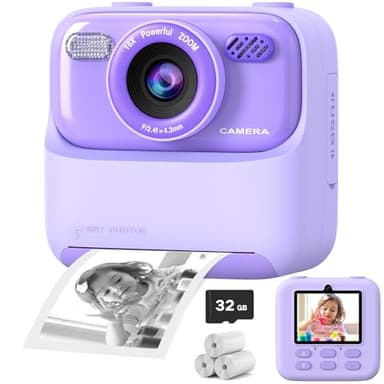Kids Instant Digital Cameras for Boys and Girls, 1080P HD Dual-Lens Selfie Digital Camera with Print Paper & 32G Card, Christmas Birthday Gifts Toys for Toddler and Teenagers Age 3-16 Years Old - Image 1