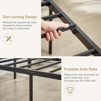 VECELO Twin Size Metal Platform Bed Frame with headboard and Footboard, Heavy Duty Mattress Foundation, Steel Slat Support, No Box Spring Needed, Easy Assembly, Matte Black - Image 6