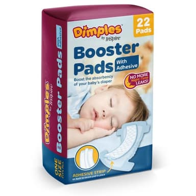 Inspire Dimples Booster Pads, Baby Diaper Doubler with Adhesive for Secure Fit | 1 Size Fits All Diapers | Boosts Absorbency No More leaks 22 Count - Image 1