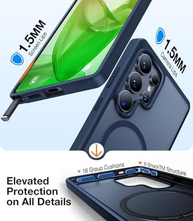 TORRAS for Samsung Galaxy S25 Ultra Case, Fit for MagSafe, 4X Military Grade Protection, Translucent Slim Magnetic Shockproof TPU/PC Case for Samsung S25 Ultra Case, Navy Blue - Image 5