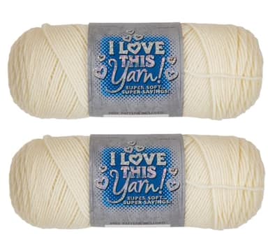 Hobby Lobby I Love This Yarn - 4 Medium 100% Acrylic Yarn for Crocheting & Knitting Blankets, Hats & Accessories, Set of 2, 20 Ivory - Image 1