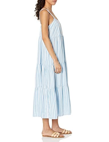 The Drop Women's Britt Tiered Maxi Tent Dress, Blue Bell Stripe, L - Image 4