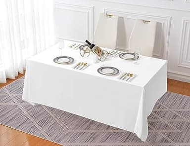 Surmente 5 Pack White Rectangle Tablecloth 90 x 156-inch Rectangular Polyester Table Cloth for Weddings, Banquets, or Restaurants - Image 6