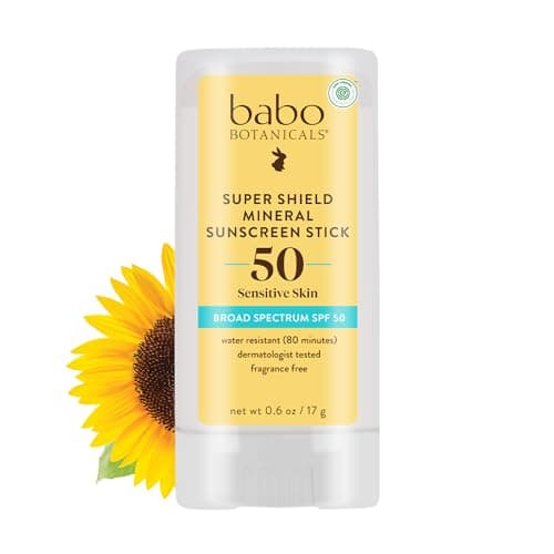 Babo Botanicals Super Shield SPF 50 Stick Sunscreen - 70% Organic Ingredients - Natural Zinc Oxide - For all ages - NSF & MADE SAFE Certified - EWG Verified - Water Resistant - Fragrance-Free - Image 1