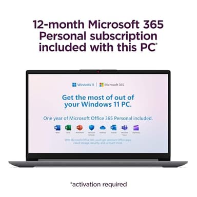 Lenovo IdeaPad 15.6" HD Laptop (12GB RAM, 512GB PCIe SSD, 1-Year Microsoft Office 365, Intel Celeron N4500) for Business, Students, Home, Numeric Keypad, Webcam, Wi-Fi 6, HDMI, Win 11 Home in S Mode - Image 7