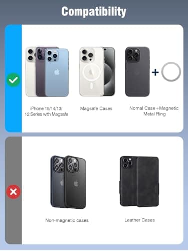 for Magsafe Wallet, Works with Apple Find My, Strongest Magnetic Wallet for iPhone 17/16/15/14/13/12 Series, Leather Magnetic Card Holder with Powerful Magnets, RFID Blocking, Fit 4 Cards, Black - Image 9