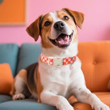 DOGWONG Pink Plaid Dog Collar, Pink Girl Dog Collars, Adjustable Cute Pet Collars Girl Design Dog Collar for Small Medium Large Dogs - Image 4