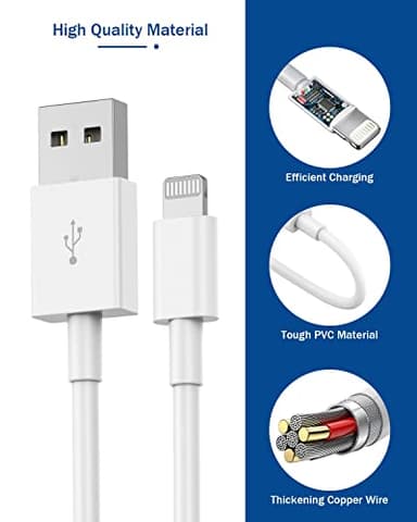 iPhone Charger, Long 6FT Apple iPhone Charger 2Pack[Apple MFi Certified] 6feet Lightning Cable Quick Fast Charging Data Sync Cord USB Wall Charger Block Adapter for iPhone 13/12/11/XS/XR/X/8/7/SE/iPad - Image 5
