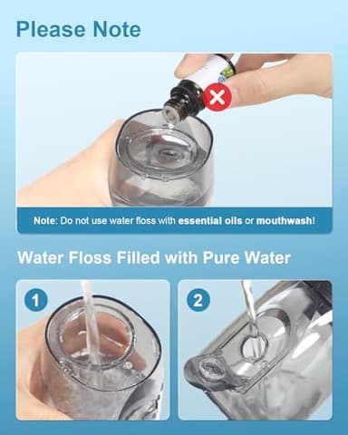 Operan Water Flosser for Teeth Cleaning Upgraded 300ml Cordless Water Dental Flossers Rechargeable Oral Irrigator with 4 Modes 4 Jet Tips IPX7 Waterproof Water Floss for Home Travel (Black)+1Pack - Image 6