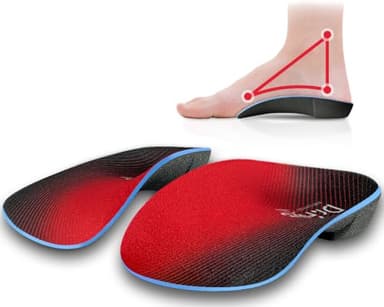 Dr. Foot 3/4 Orthotics Shoe Insoles, High Arch Supports Inserts for Flat Feet, Plantar Fasciitis, Over-Pronation, Fallen Arches (Red, Large(Men's 9-11 / Women's 10-12)) - Image 1