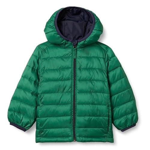 Amazon Essentials Boys' Lightweight Water-Resistant Packable Hooded Puffer Jacket, Green, Medium - Image 1