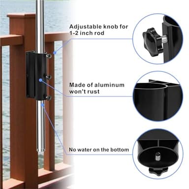YZZHAJ Patio Umbrella Holder, Adjustable Outdoor Umbrella Base, Metal Umbrella Clamp Mount Bracket Outdoor for Deck Railing,Courtyard,Garden - Image 3