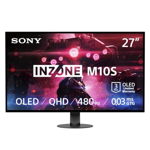 Sony INZONE M10S 27” OLED 1440p Gaming Monitor 480Hz 0.03ms, Low Profile Stand, Tournament Mode, Dual Screen Size (24.5”), G-SYNC Compatible, Anti-Glare, Custom Heatsink, 3-Year OLED Limited Warranty - Image 1