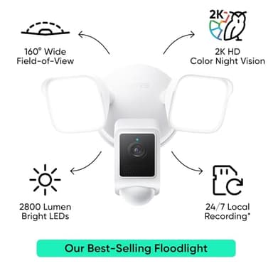 WYZE Floodlight Camera v2, Security Camera Outdoor, 2K HD with Color Night Vision, 2800-Lumen LEDs, 160° Wide View, 105dB Siren, Works with Alexa & Google Assistant, Wired, Free Expert Support - Image 2