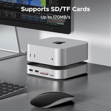 UGREEN Mac mini M4 Dock and Stand DP Hub for Mac mini M4 and M4 Pro 2024 with M.2 NVMe SSD Enclosure, 4K144Hz DP,10G USB A/C, SD/TF, Audio - Image 3