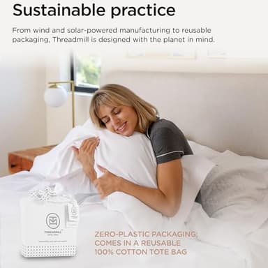 Threadmill Luxury 800 Thread Count 100% Cotton Sheets - Sateen Weave Twin XL Bed-Sheets, Better Than Egyptian Cotton,3 Pc Solid Bedding Set (Hotel White), Fits 15" Deep Pocket - Image 7