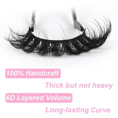 Mink Lashes Fluffy 6D False Eyelashes 17mm Wispy Cat Eye Lashes that Look Like Extensions Strip Lashes Pack - Image 5