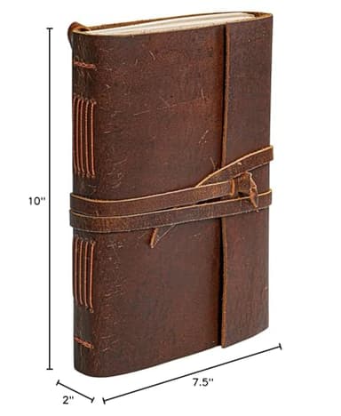 Leather Notebook - Rustic Handmade Vintage Leather Bound Journals for Men and Women - Leather Craft Unlined Paper 300 Pages, Leather Book Diary Pocket Notebook, Diary to Write in (7.5" x 10" Inch) - Image 8