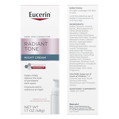 Eucerin Radiant Tone Night Cream, Dark Spot Corrector with Thiamidol, Night Moisturizer for Face Helps Visibly Reduce the Look of Persistent Dark Spots, All Skin Types, 1.7 Oz Bottle - Image 13