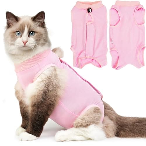 Hpetppy Cat Recovery Suit, Breathable Cat Surgery Recovery Suit Female, Cat Onesie for Cats After Surgery Spay Surgical Abdominal Wound Skin Diseases Cone of Shame Alternative (Pink,S) - Image 1