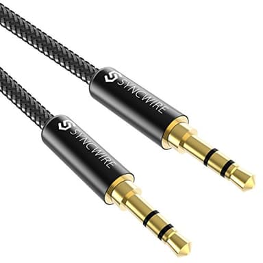 Syncwire 3.5mm Nylon Braided Aux Cable (3.3ft/1m,Hi-Fi Sound), Audio Auxiliary Input Adapter Male to Male Cord for Headphones, Car, Home Stereos, Speaker, iPhone, iPad, iPod, Echo & More – Black - Image 1
