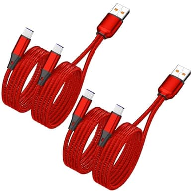 Grtoeud 4FT 2Pack Multi Splitter IP USB Charging Cable,2 in 1 Multiple Phone Charge Cable Nylon Cord,USB A to Dual Phone Port for Phone 14/13/12/11 Pro Max/XS Max/XR/X/8,iPad Pro,Red(Charging Only) - Image 1
