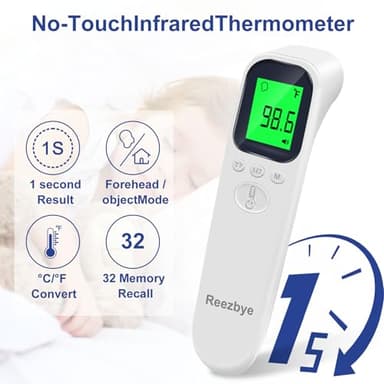 Reezbye Contactless Thermometer - Digital Forehead Thermometer for Baby, Kids and Adults,3 Color Fever Alarm, 2 in 1 Forehead & Object Mode - Image 3