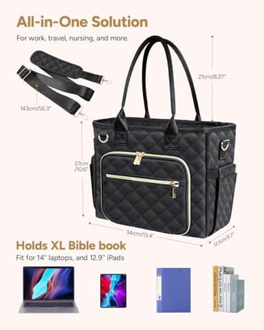 BellaHold Large Bible Bag with Bible Cover Case for Women, Church Bag with Shoulder Strap, Quilted Bible Cover for Bible Study Supplies, a Christian Gift for Women, Black - Image 3