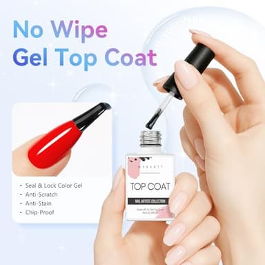 Makartt Gel Top Coat - 2 PCS No Wipe Top Coat Gel Nail Polish High Glossy Shine Finish Long Lasting, 10ML Clear Soak Off UV Nail Lamp, Salon Quality Art Design for Home Use Beauty Gift - Image 2