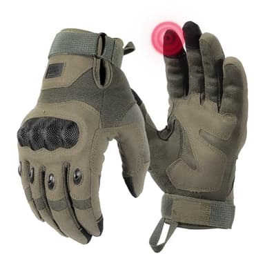 KEMIMOTO Tactical Gloves for Men, Touchscreen Motorcycle Gloves with Hard Shell & Palm Padding for Sports Motorcycle Cycling Tactical Airsoft Paintball Hunting Hiking Camping Climbing (Green,Large) - Image 1