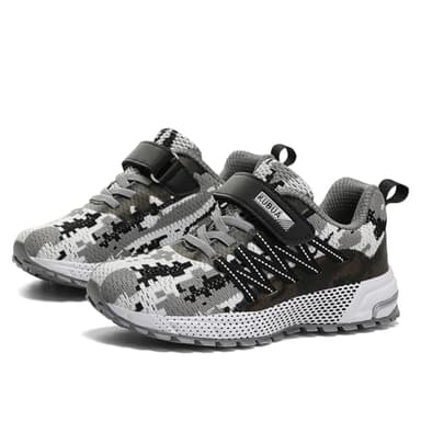 Kids Sneakers for Boys Girls Running Tennis Shoes Lightweight Breathable Sport Athletic Camouflage Grey A Size US 12 Little Kid - Image 8