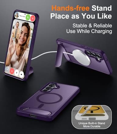 Temdan Magnetic for Samsung Galaxy S25 Plus Case, [Innovate Stand][Military Grade Drop Protection][Non Slip][Translucent Matte] Shockproof Phone Case for Galaxy S25 Plus 6.7" 2025 -Purple - Image 3
