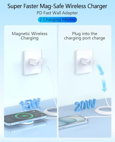 Magnetic Wireless Charger 15W with 20W Adapter & 6ft Cable – MagSafe Charger for iPhone 16/15/14/13/12 Pro/Max/Plus/Mini & AirPods 3/2/Pro – Fast Wireless Charging Pad for Home, Office, Travel - Image 2