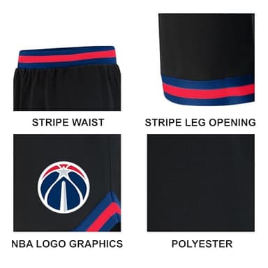 Ultra Game Mens Active Knit Training NBA Woven Team Logo Poly Mesh Basketball Shorts, Black, Large US - Image 4