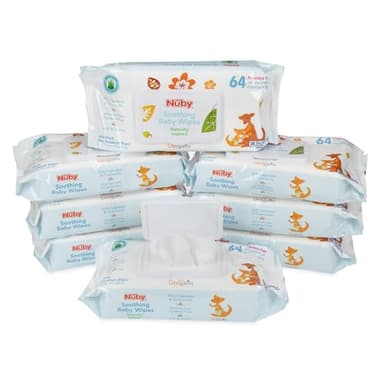 Nuby's Soothing Ultra Premium Baby Wipes Naturally Inspired with Chamomile, Aloe, and Citroganix, Fragrance Free, Extra Thick, 512 Count - Image 11